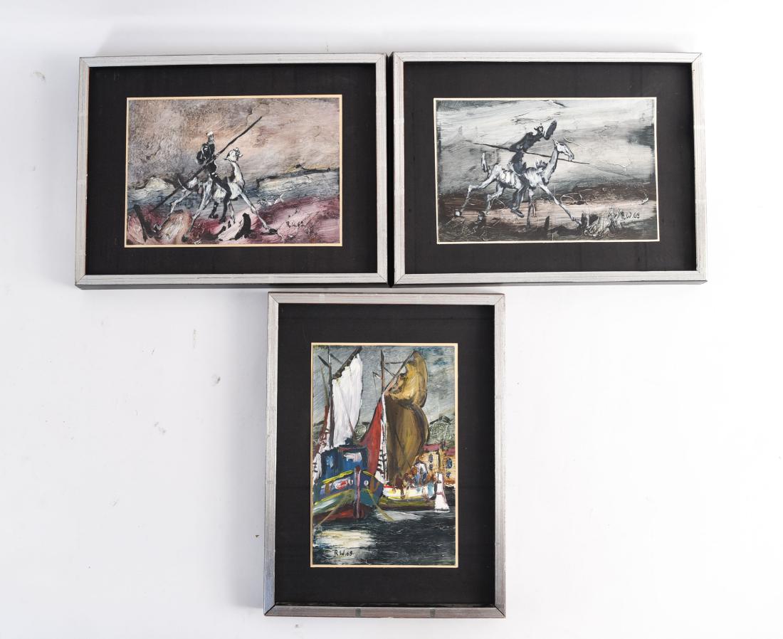 (3) ABSTRACT OIL ON PAPER PAINTINGS (1 of 7)