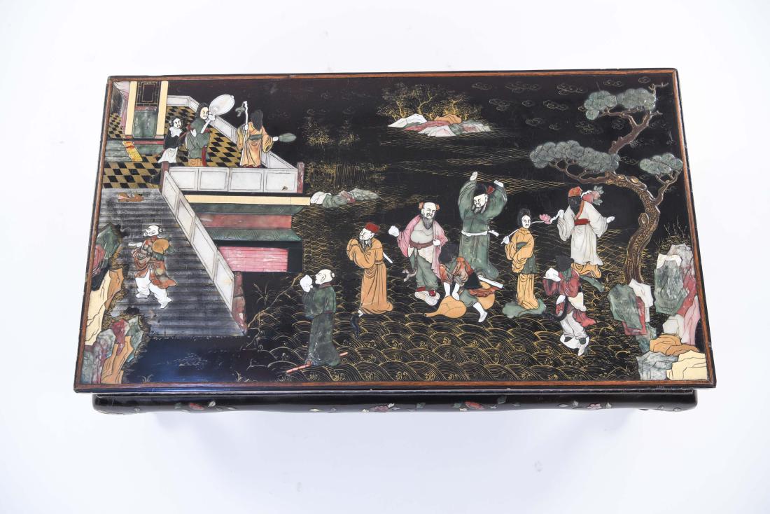 CHINESE LACQUER AND STONE INLAY TABLE (1 of 11)