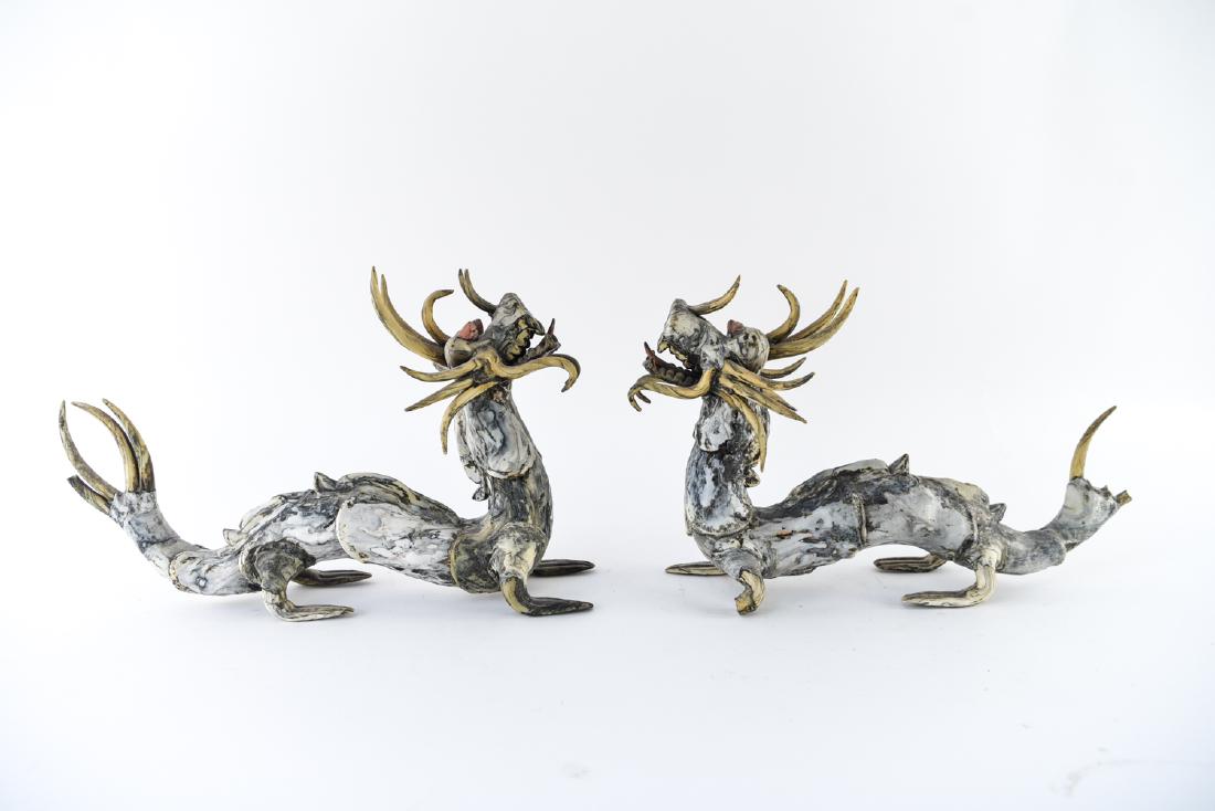 PAIR OF VINTAGE COMPOSITION DRAGON FIGURES (1 of 16)