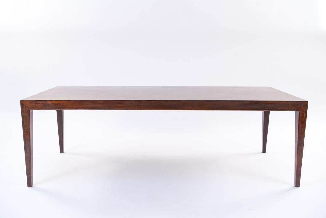 SEVERIN HANSEN FOR HASLEV ROSEWOOD COFFEE TABLE: Dimensions: H 19" x W 59" x D 29.75" Condition: Wear consistent with age and use. E045