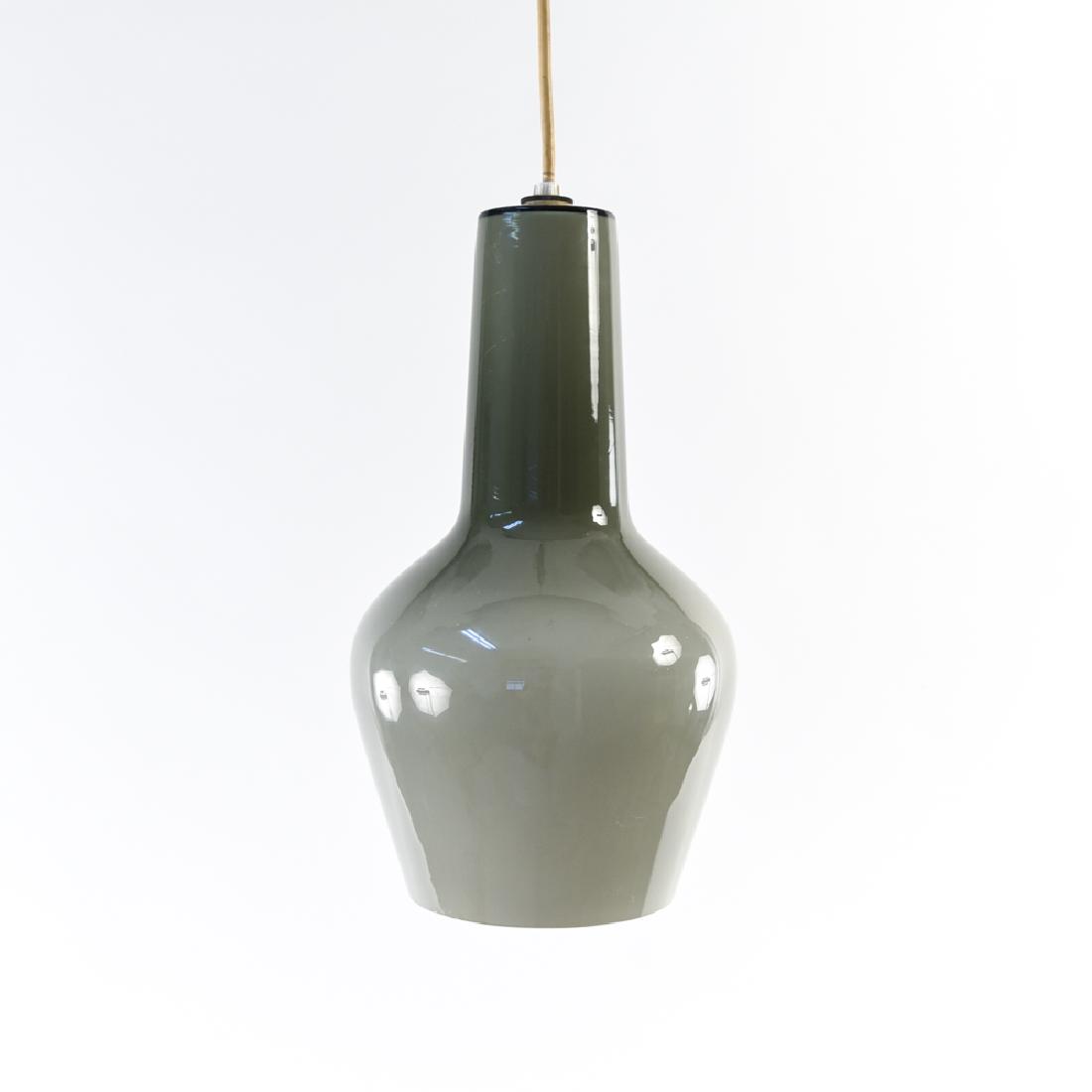 HOLMGAARD GLASS PENDANT LAMP: Dimensions: (Pendant) H 13.25" x Dia. 6.75" Condition: Not tested. Some slight roughness to edge rim.