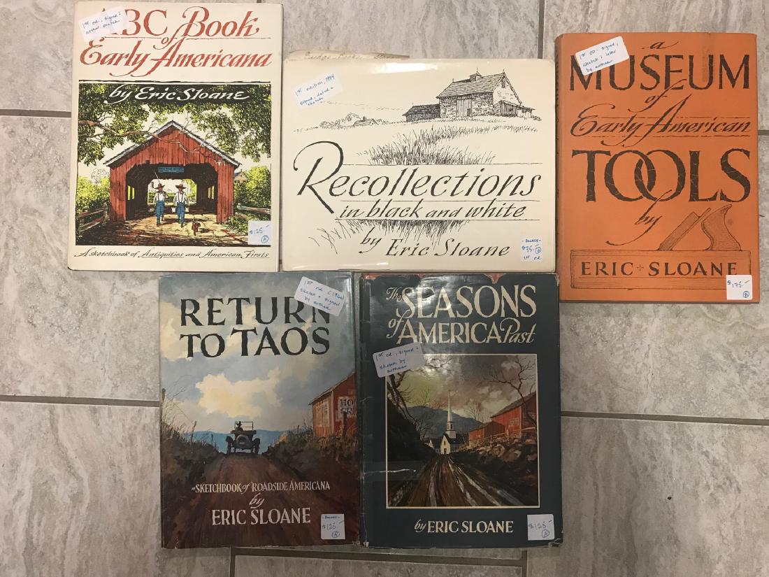 GROUPING OF ERIC SLOANE BOOKS: (5) books including ABC Book of Early Americana - first edition, signed with author sketch, A Museum of Early Americana tools - first edition, signed with author sketch, The Seasons of America Past -