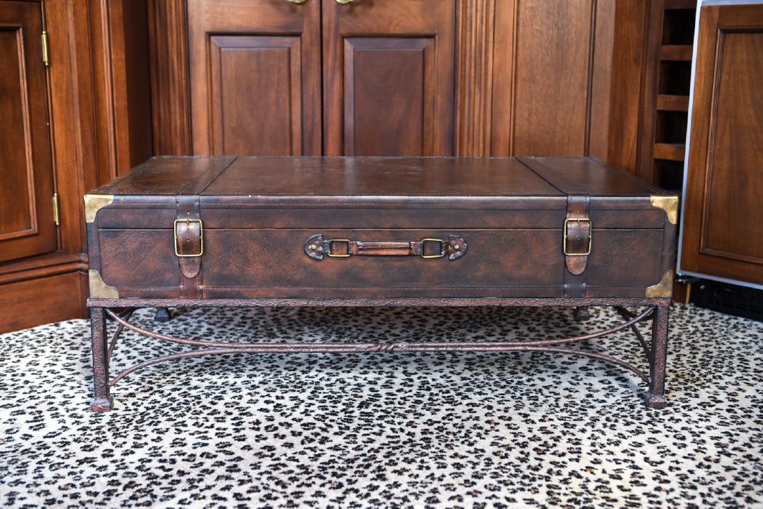 FAUX LEATHER TRUNK COFFEE TABLE (1 of 8)