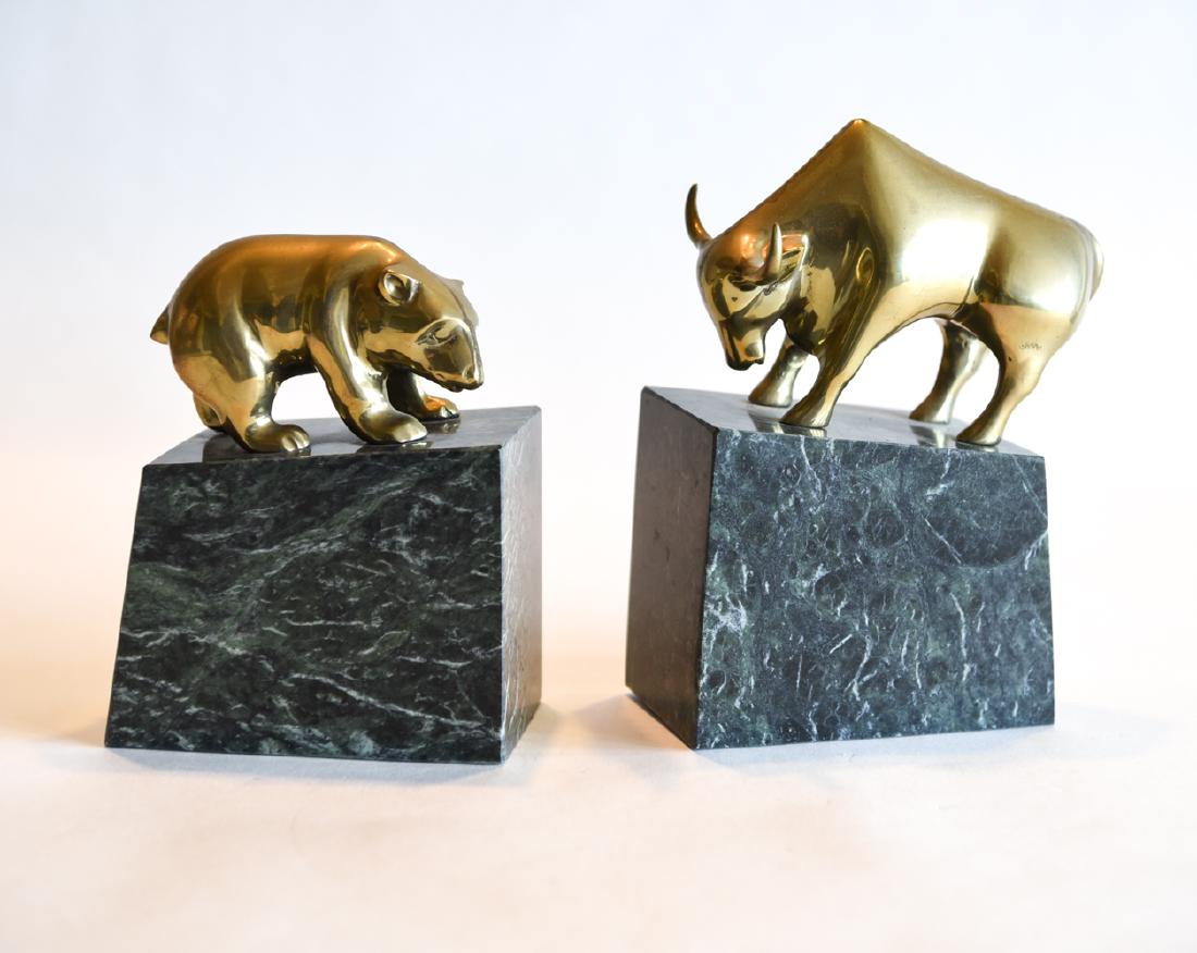 GATCO BRASS AND MARBLE BULL BEAR BOOK ENDS (1 of 13)