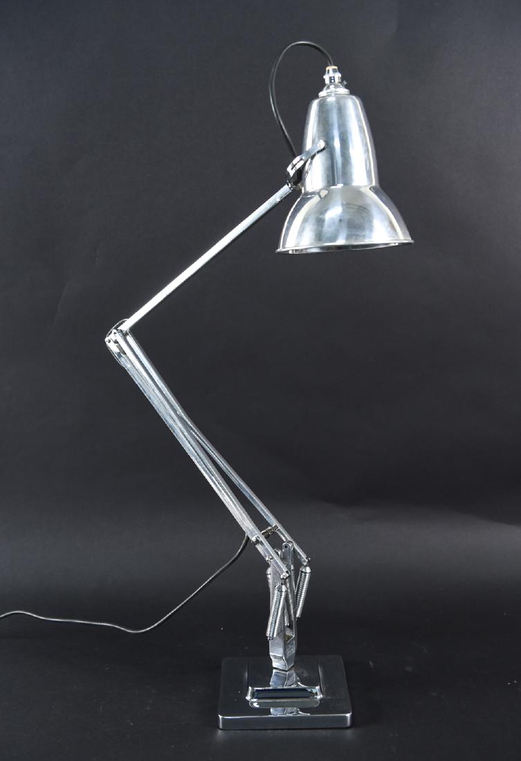 HERBERT TERRY, GEORGE CARWARDINE ANGLEPOISE LAMP: Made in England. Dimensions: H 21" x W 12" (at smallest) Condition: Very light signs of age. Missing one nut. One piece of arm bent.
