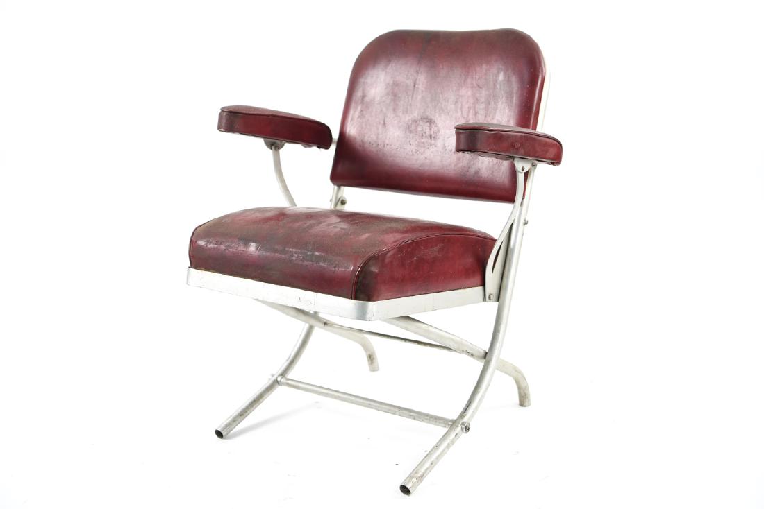 ART DECO WARREN MCARTHUR FOLDING ARM CHAIR: Dimensions: H 31" x W 25" x D 22" Condition: Signs of age including paint marks. Opening and closing fine.