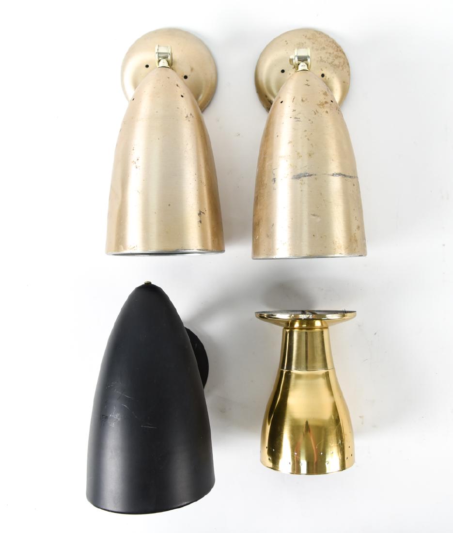 GROUPING OF MID-CENTURY SCONCES: Dimensions: (Largest) H 13" x W 5.75" x D 5.5" Condition: May need to be rewired. Scratches, marks, and wear.