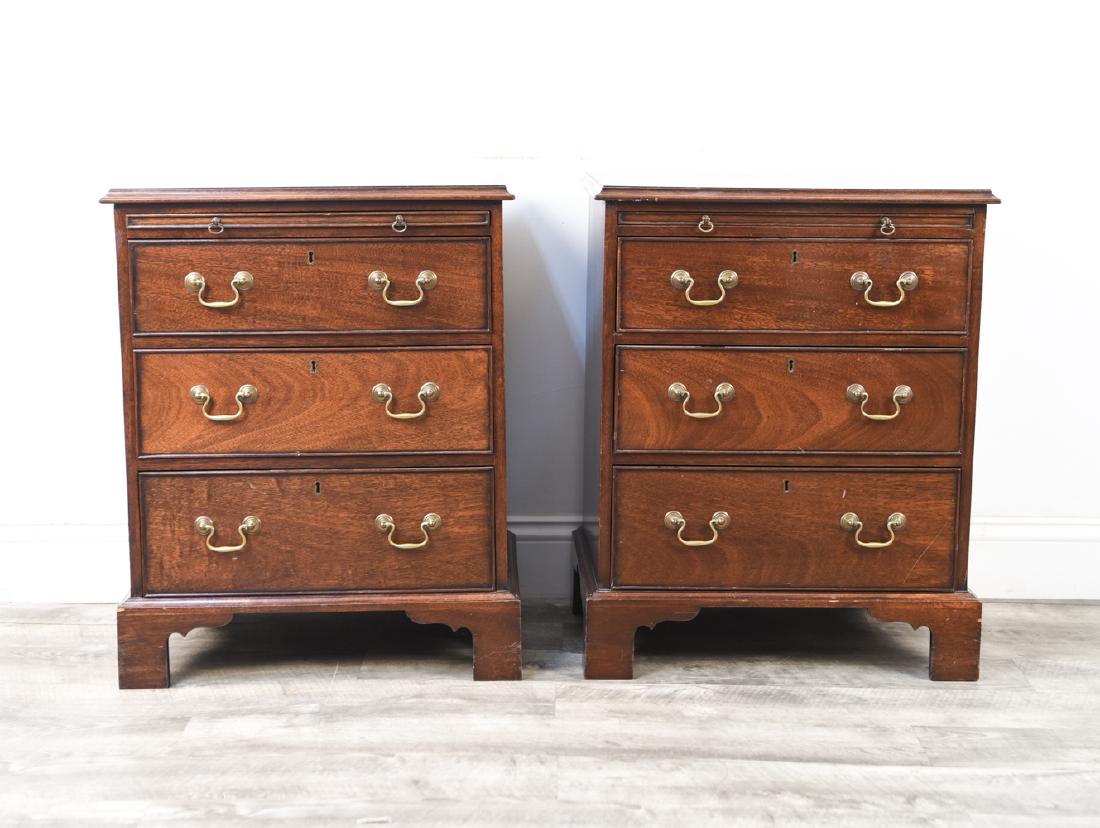 PAIR THREE-DRAWER MAHOGANY NIGHTSTANDS (1 of 8)