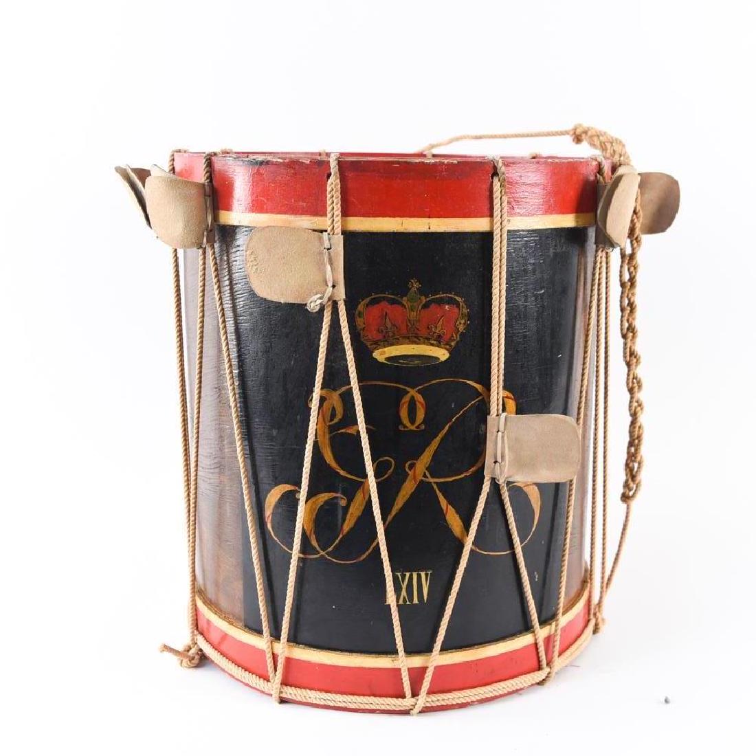 BRITISH KING GEORGE REX PAINTED WOODEN DRUM (1 of 10)