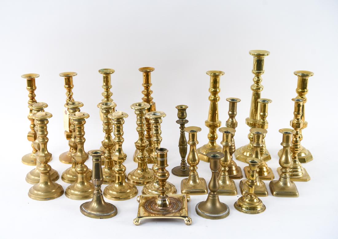 LARGE GROUPING OF BRASS CANDLESTICKS (1 of 20)