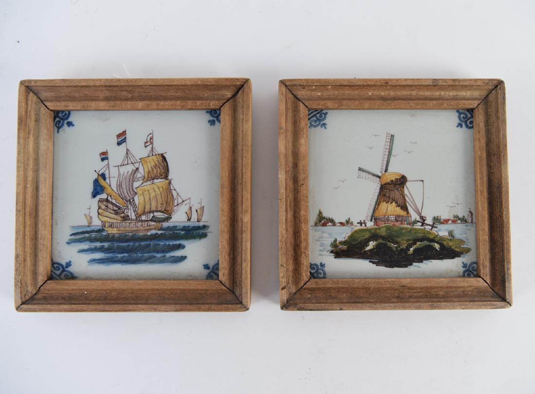 PAIR OF ROYAL MAKKUM DELFT SHIP TILES (1 of 6)