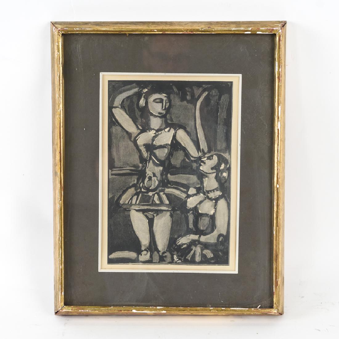 PRINT IN THE MANNER OF GEORGES ROUAULT: Apparently unsigned. Dimensions: (Frame) H 18.75" x W 15", (Sight) H 12.25" x W 8.75" Condition: Toning to paper. Losses and wear to frame.