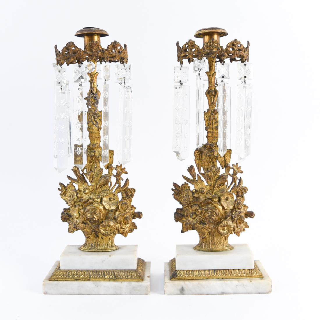 PAIR OF GILT BRONZE & MARBLE CANDLESTICKS (1 of 13)