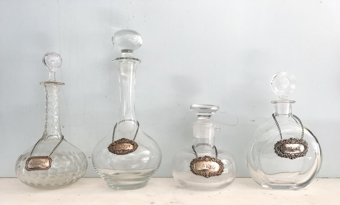 GROUPING OF LIQUOR DECANTERS & SILVER LABELS (1 of 14)