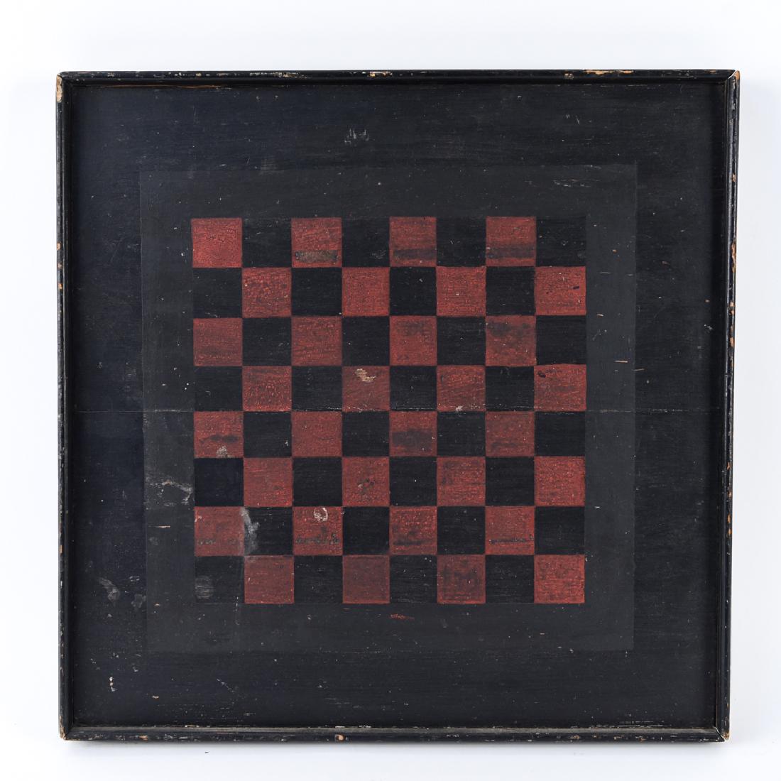 ANTIQUE CHESS OR CHECKERBOARD GAMEBOARD (1 of 5)