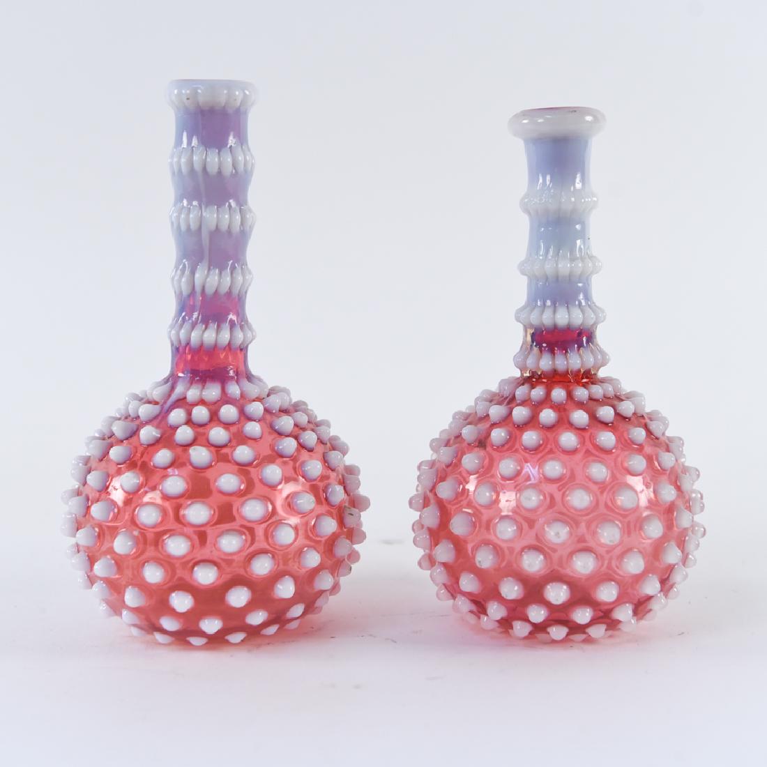 (2) FENTON HOBNAIL CRANBERRY GLASS DECANTERS (1 of 8)