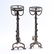 PAIR OF WROUGHT IRON CANDLE STAND ANDIRONS