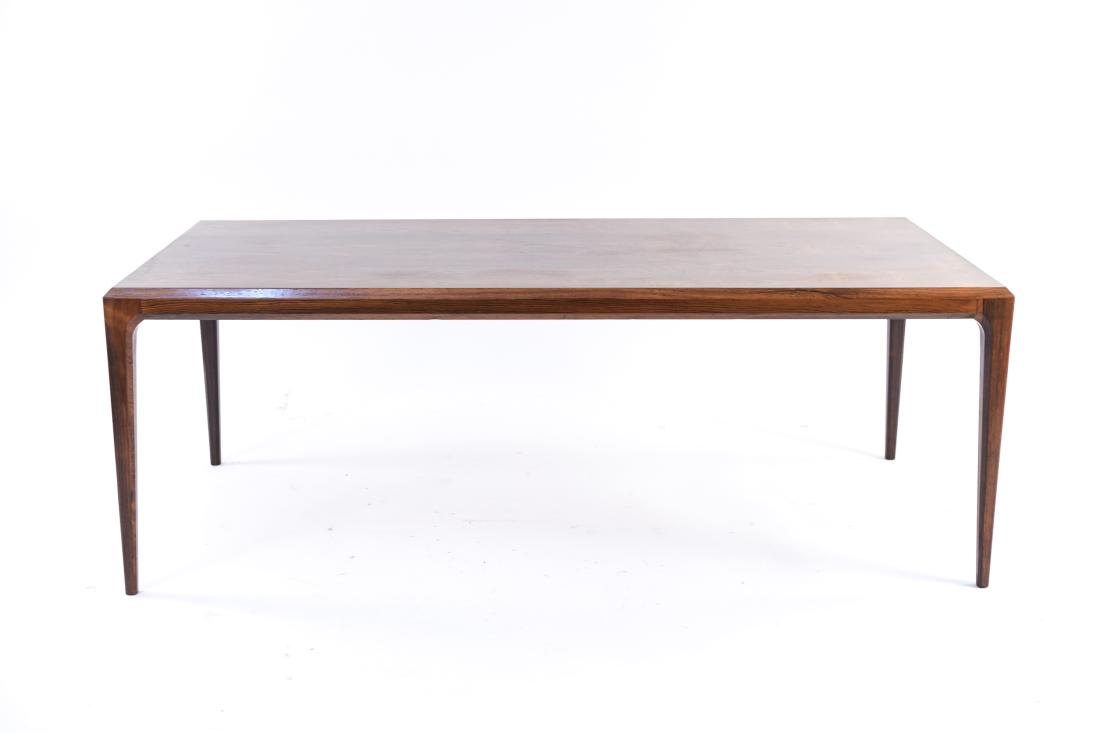 JOHANNES ANDERSEN ROSEWOOD COFFEE TABLE: Danish, 1960s. Dimensions: H 19.5" x W 53" x D 23.5" Condition: Wear consistent with age and use. E037