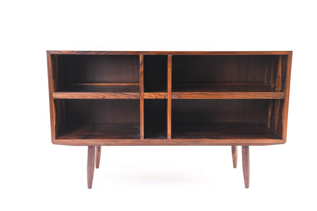 DANISH ROSEWOOD STEREO CABINET SIDEBOARD: Mid-century. Dimensions: H 33" x W 54.5" x D 17" Condition: Wear consistent with age and use. E007