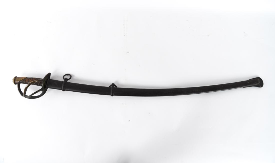 1840 MODEL CAVALRY SWORD AMES CABOTVILLE US ADK: Andrew D. King inspector. With scabbard. Dimensions: L 43.5" x W 4.5" Condition: Showing wear consistent with age and use. Scabbard with light rusting.