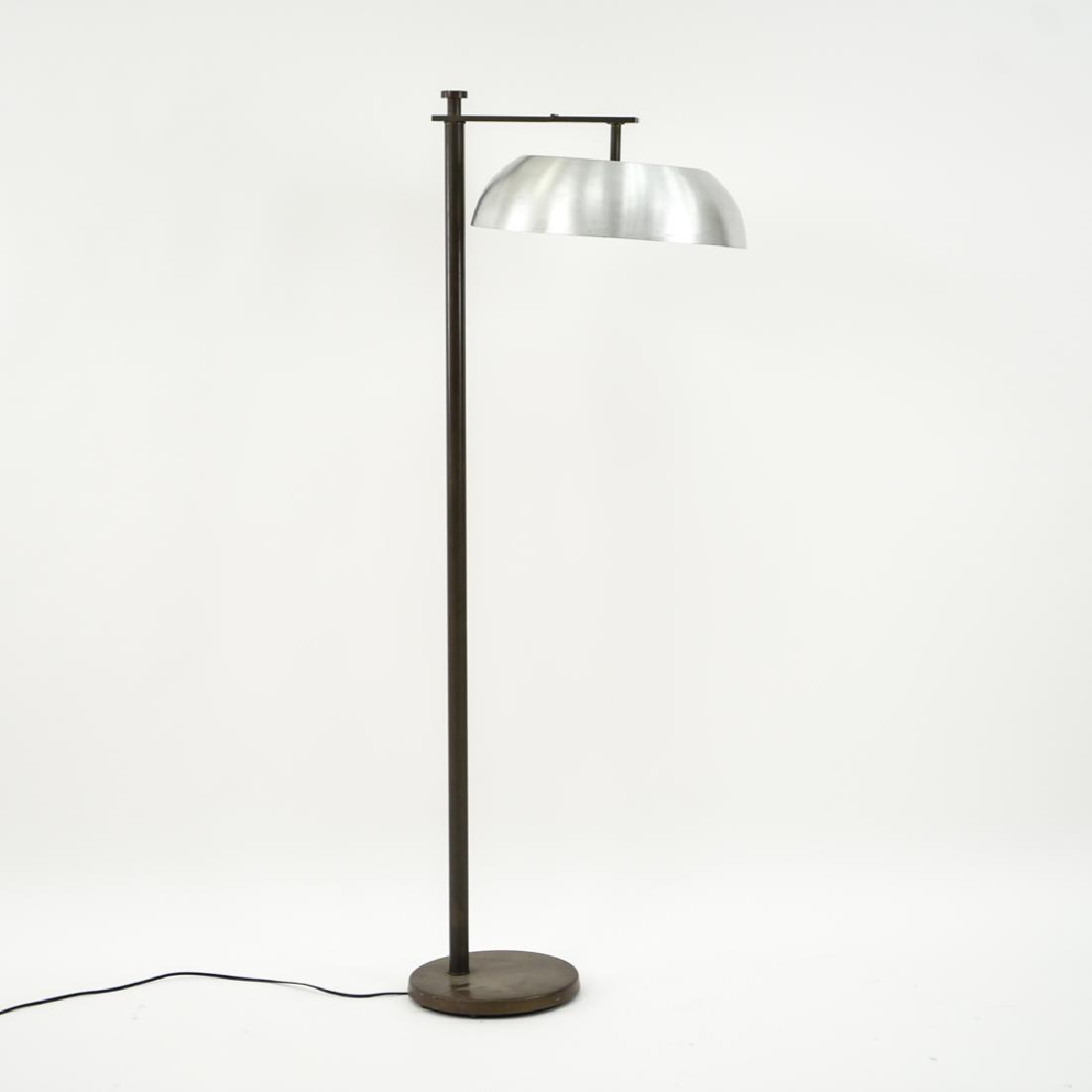 MID-CENTURY KURT VERSEN FLIP TOP FLOOR LAMP: Dimensions: H 56.5" x W 20" x D 16.5" Condition: Untested. Small dents to the shade. Surface irregularities and scratches to the shade.