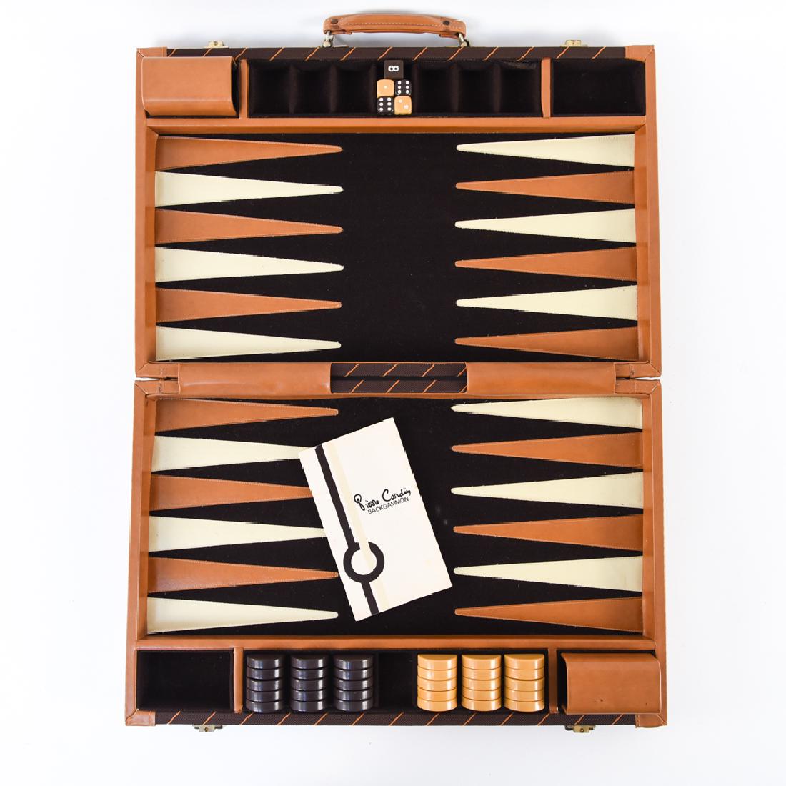 PIERRE CARDIN BACKGAMMON: Dimensions: H 13.5" x W 18.5" x D 2.5" Condition: Normal signs of age and use.