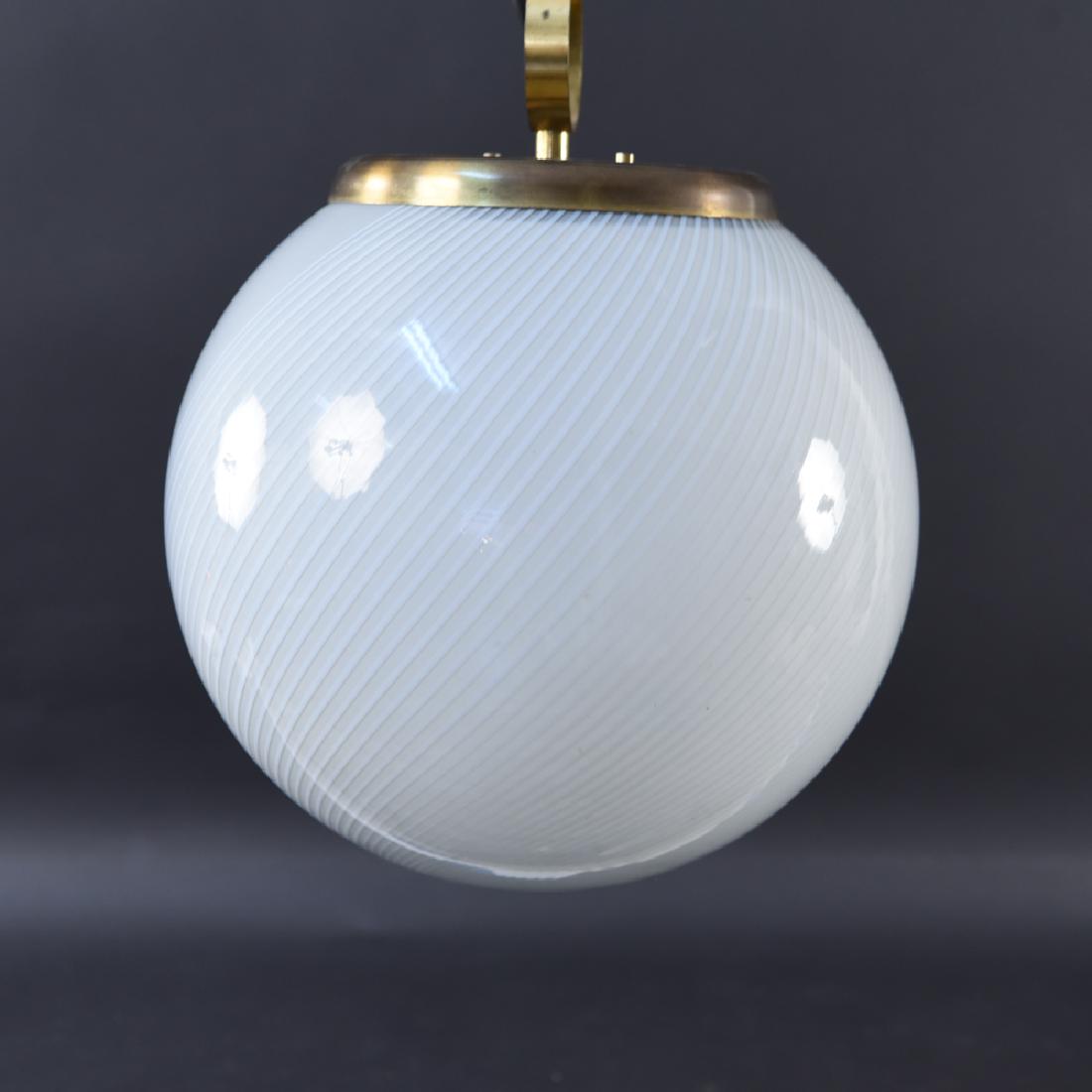 VENINI ITALIAN SWIRL MURANO GLASS PENDANT LIGHT: Dimensions: H 18" x Dia. 14" Condition: Some tarnish.