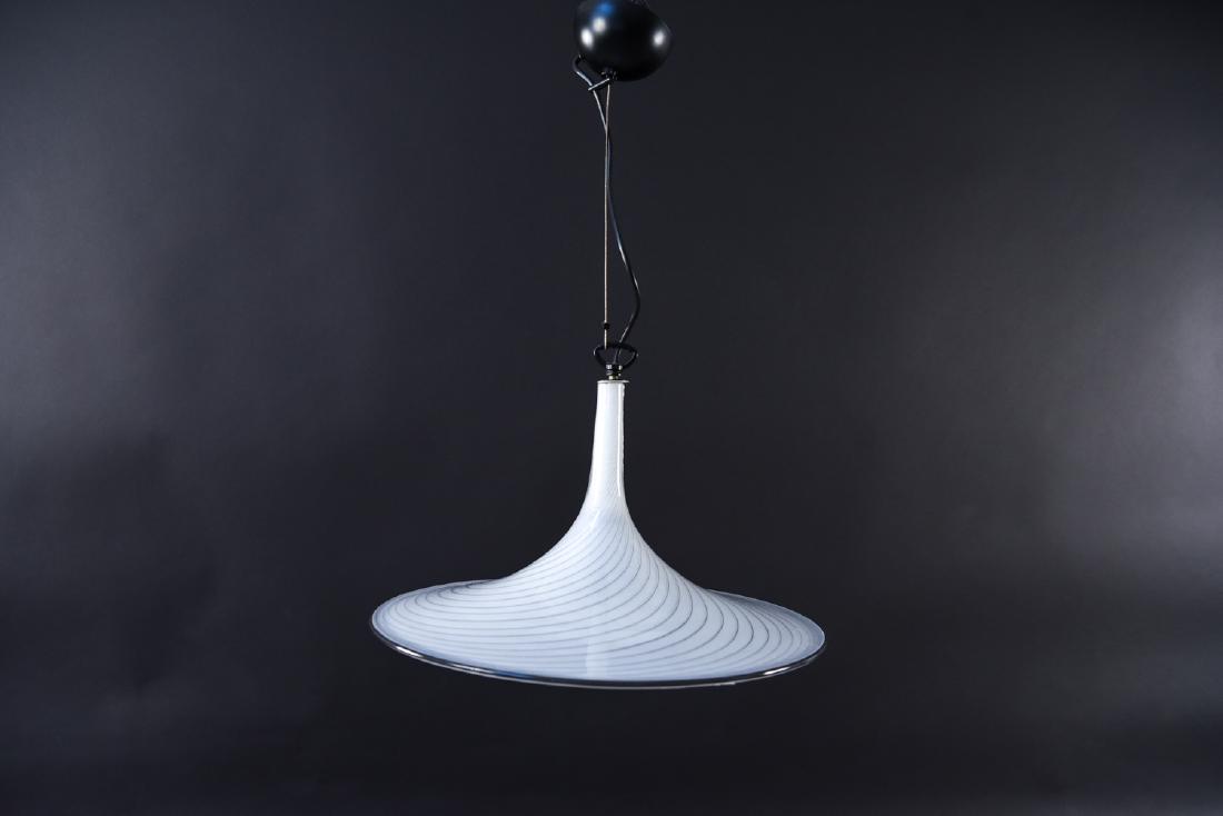 ITALIAN MURANO GLASS VETRI PENDANT LIGHT: C. 1970s. Dimensions: H 9" x Dia. 18" Condition: Light signs of age and use. May need rewiring.
