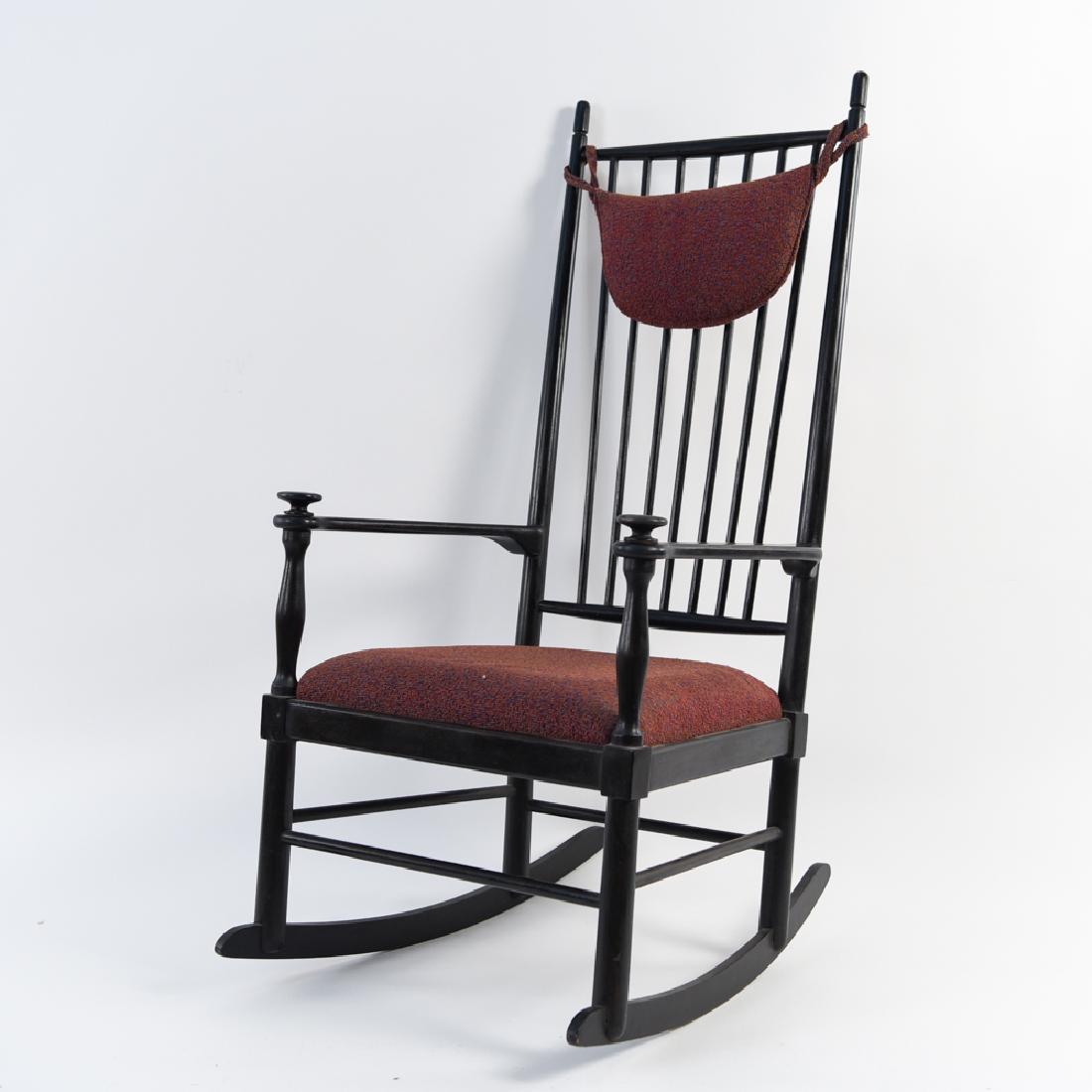 KARL-AXEL ADOLFSSON GELMA ISABELLA ROCKING CHAIR: Dimensions: H 45.5" x W 22" x D 29" x SH 16.5" Condition: Showing light signs of use. Couple rubs to paint finish.