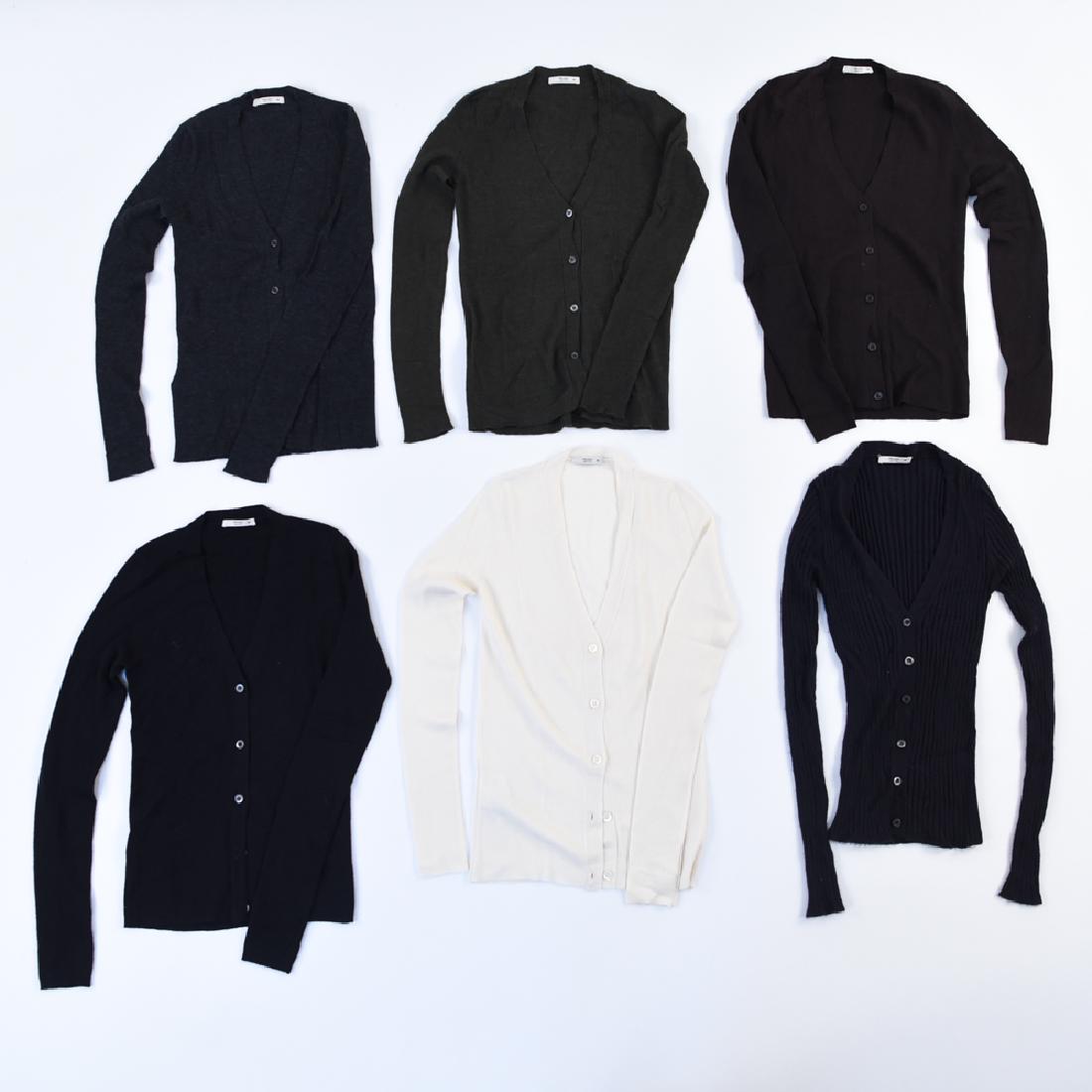 NEW PRADA WOOL SWEATER GROUPING: 6 cashmere or wool blend Prada button front sweaters. All wool or cashmere blend. Size: 38 Condition: All never worn, no tags.