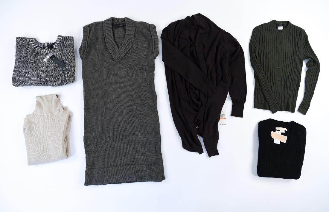 GROUPING OF DESIGNER SWEATERS: Including Michael Kors and Marc Jacobs. Wool blend, cashmere and cotton. Size: Small and medium. Condition: Some new with tags, others lightly used, showing no obvious signs of use.