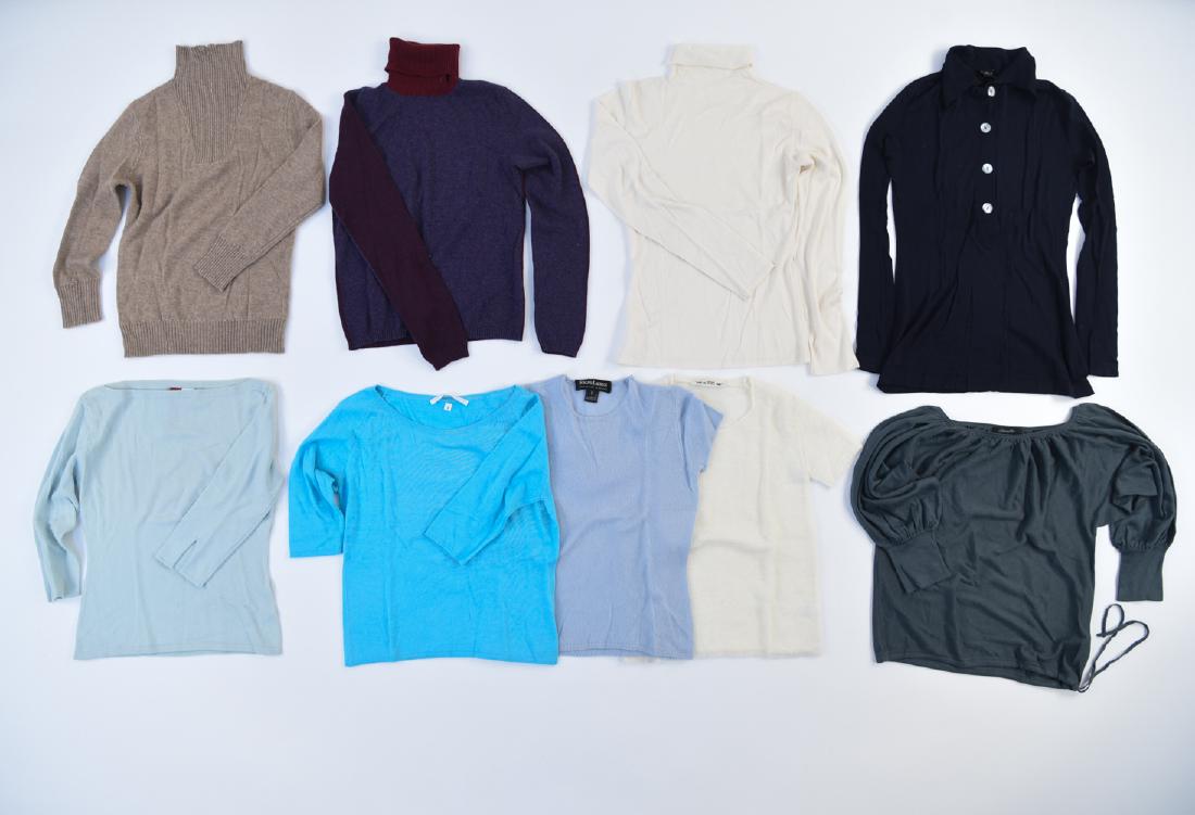 GROUPING OF DESIGNER LONG SLEEVE CASHMERE TOPS: Mostly all long sleeve, cashmere or wool or silk blend. Brands included but not limited to: Christopher Fischer, Searle, Loro Piana, Bruno Cucinelli, cashmeres, Ralph Lauren, This is Tittis Time, deve