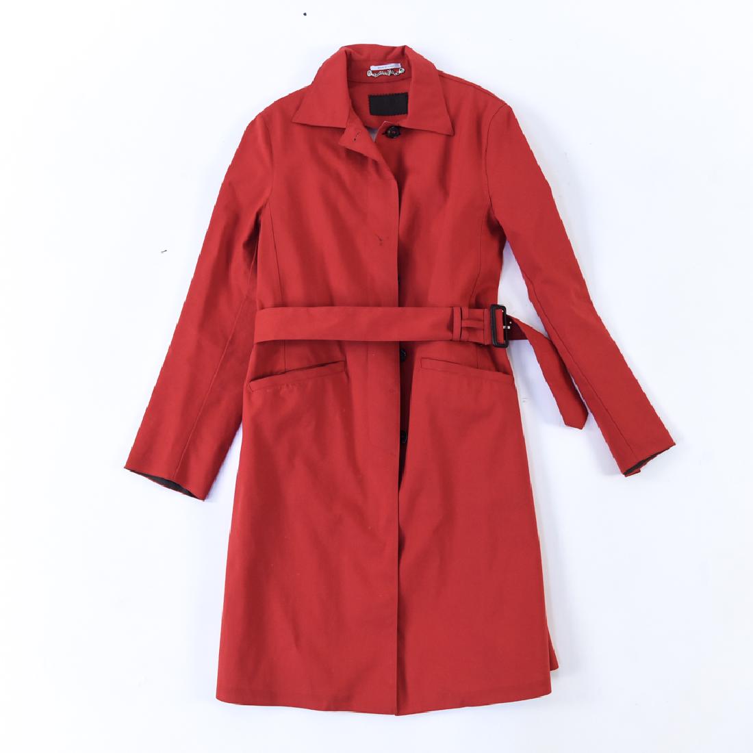 PRADA RED TRENCH COAT: Size: 40 Condition: Very lightly used