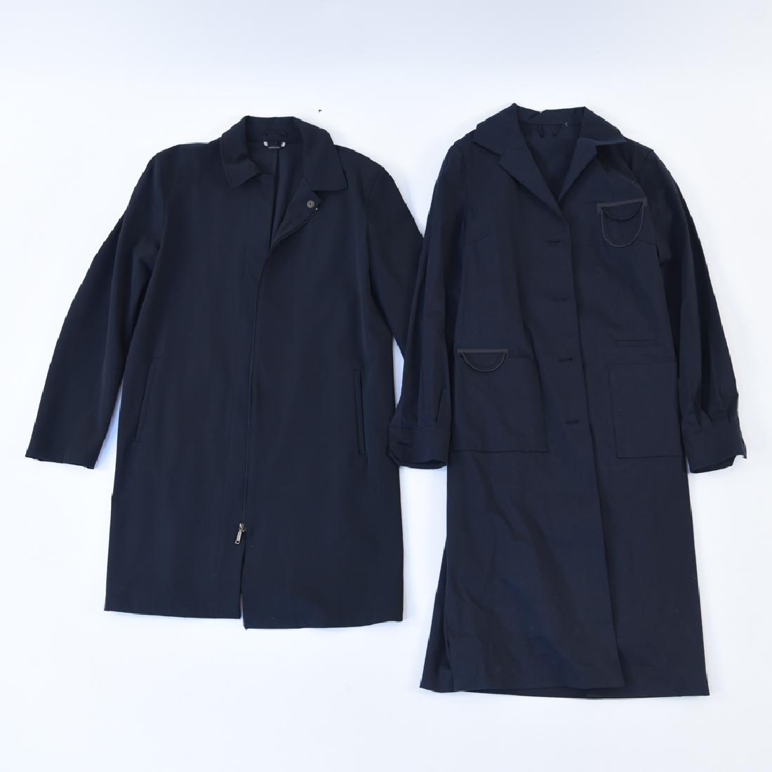 (2) LADIES BLACK DESIGNER TRENCH COATS: Max Mara weekend (size 8), no brand, made in Italy (size 40) Condition: Lightly used, no obvious signs of use.