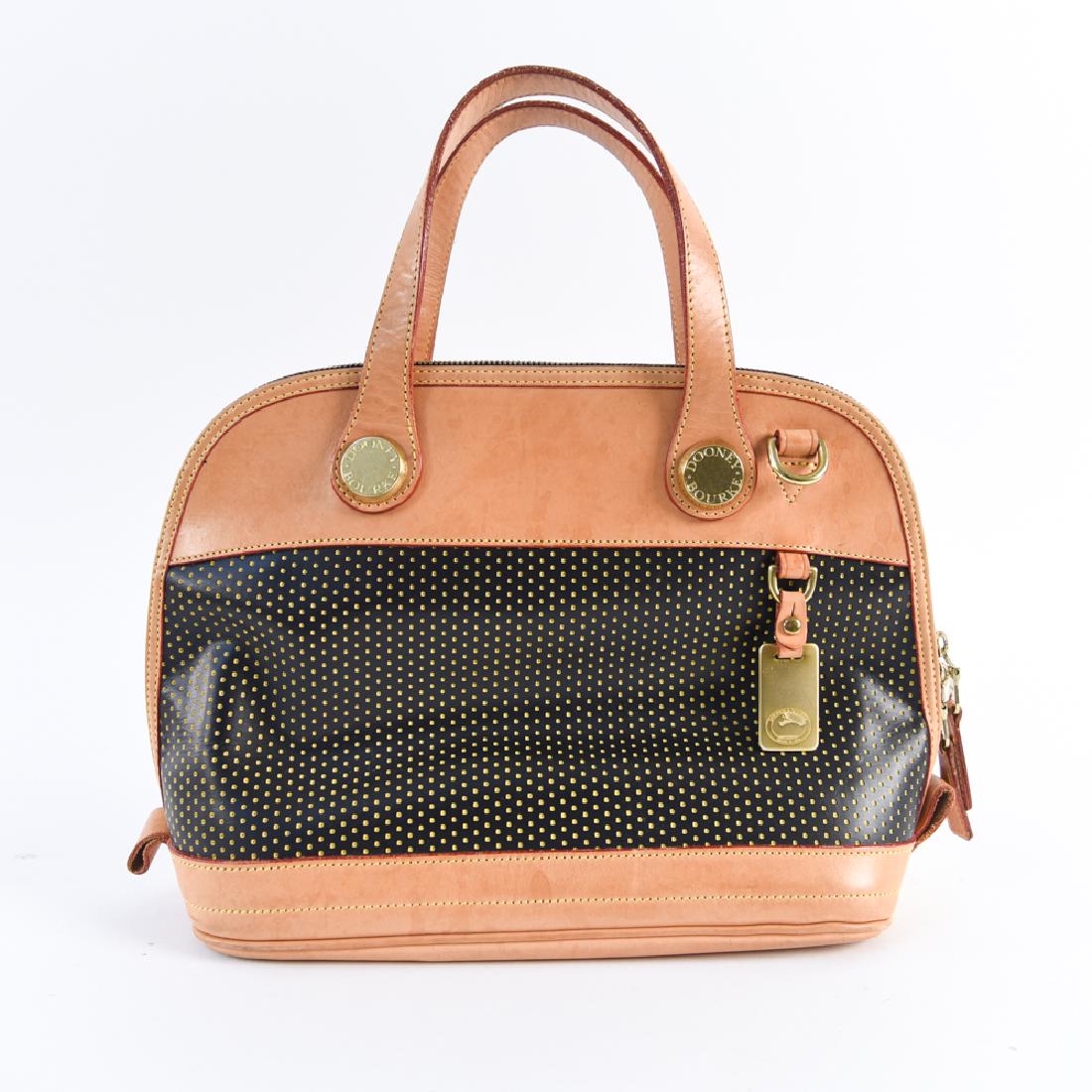 DOONEY & BOURKE LEATHER BAG: Dimensions: H 14" x W 14" x D 4.5" Condition: Signs of use, including light soiling.