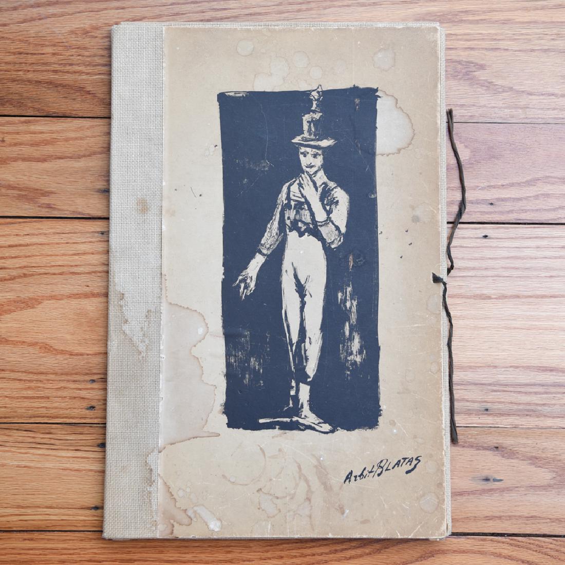 ARBIT BLATAS LITHOGRAPH FOLIO OF MARCEL MARCEAU: Signed limited edition. Folio of 11 signed lithographs. From 1960. Each lithograph pencil signed plus the title page signed and numbered 32. Overlap dedicated and signed by Marcel Marceau 1960. Dimens