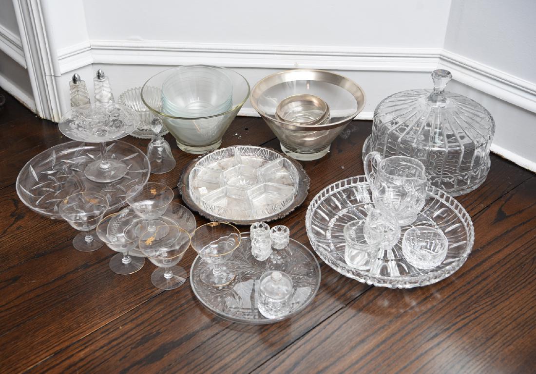 GROUPING OF CRYSTAL, CUT GLASS ETC.: Dimensions: (Cake stand) H 10" x Dia. 11.5" Condition: Showing light signs of use.
