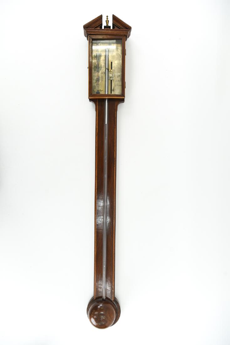 BAROMETER: Dimensions: H 38" x W 5.75" x D 2.25" Condition: Some loose trim pieces. Showing some areas with loss. Appears to be in working condition.