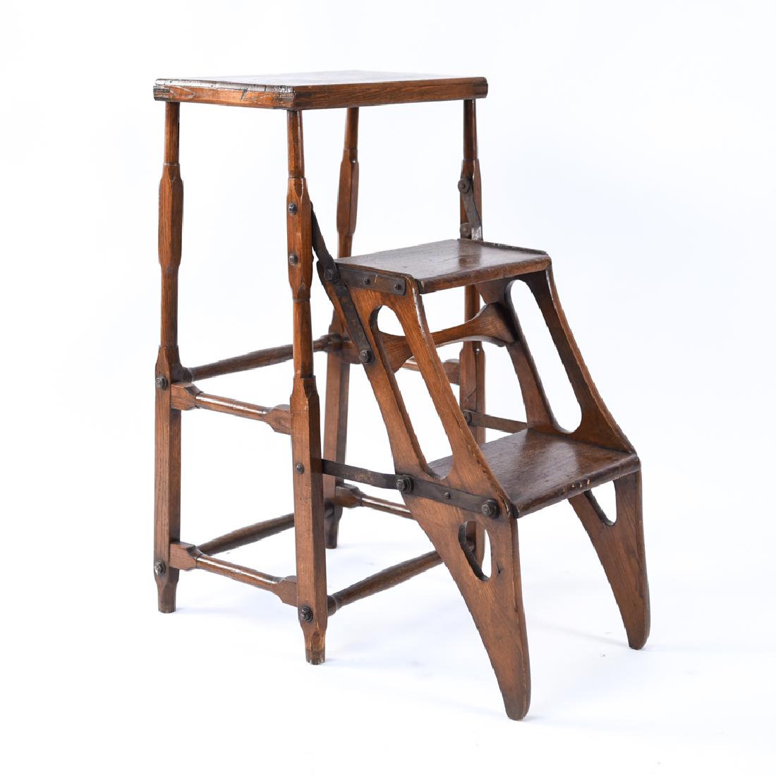 ANTIQUE FOLDING LIBRARY LADDER (1 of 10)