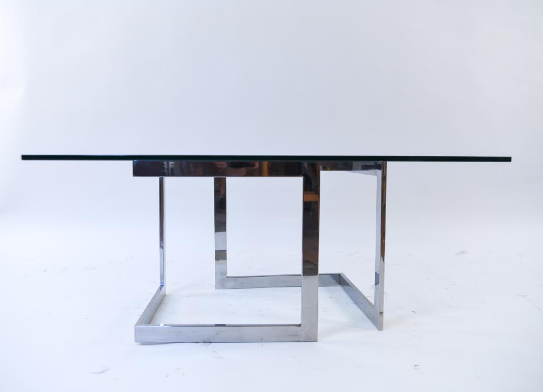 MID-CENTURY SQUARE CHROME & GLASS COFFEE TABLE (1 of 12)