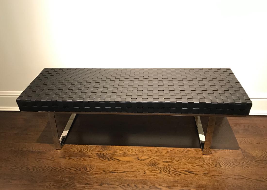 WOVEN SEAT & CHROME BASE BENCH (1 of 6)