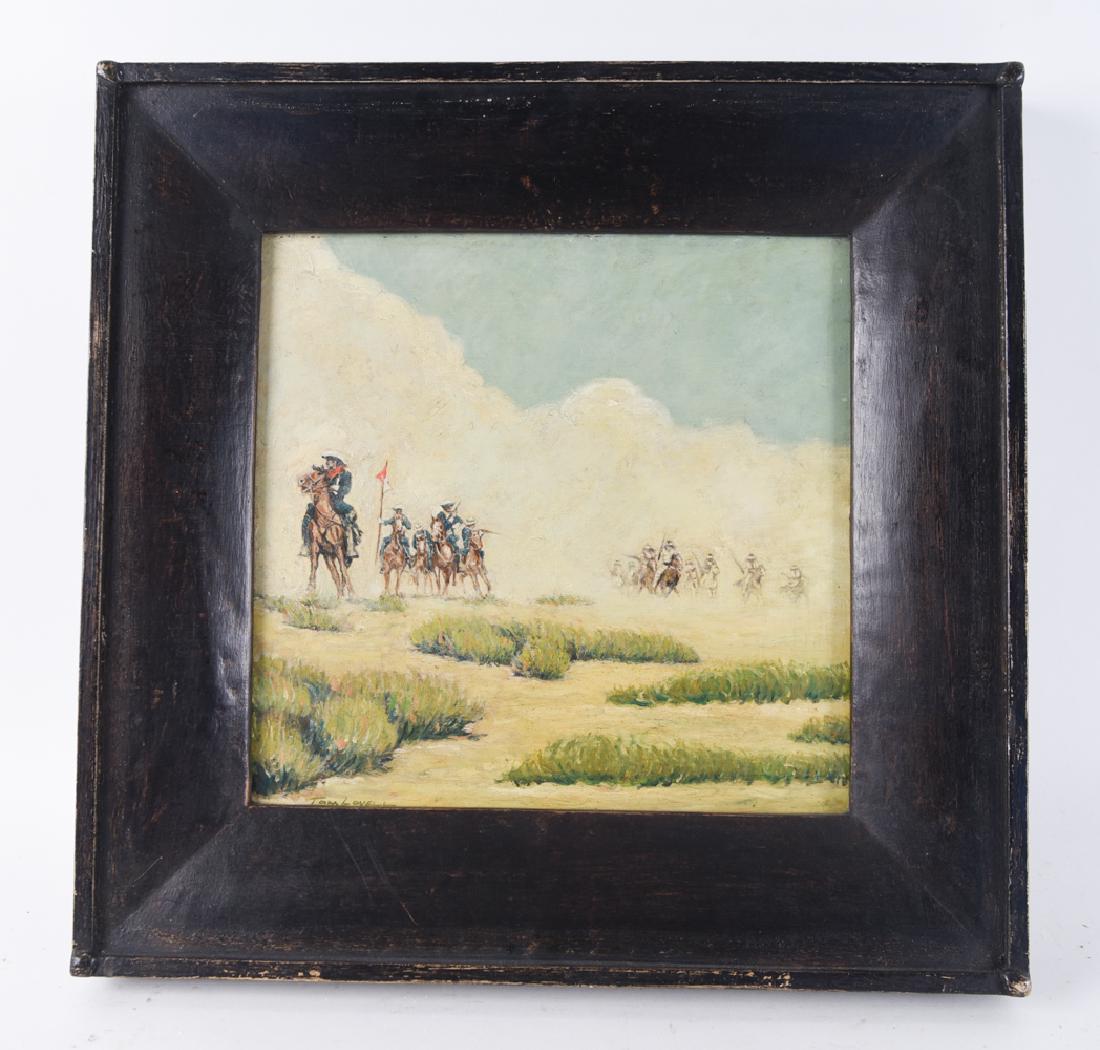 MANNER OF TOM LOVELL WESTERN PAINTING O/B (1 of 7)