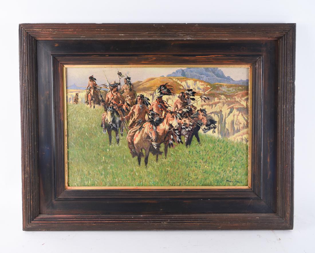 MANNER OF TOM LOVELL WESTERN PAINTING O/B (1 of 10)