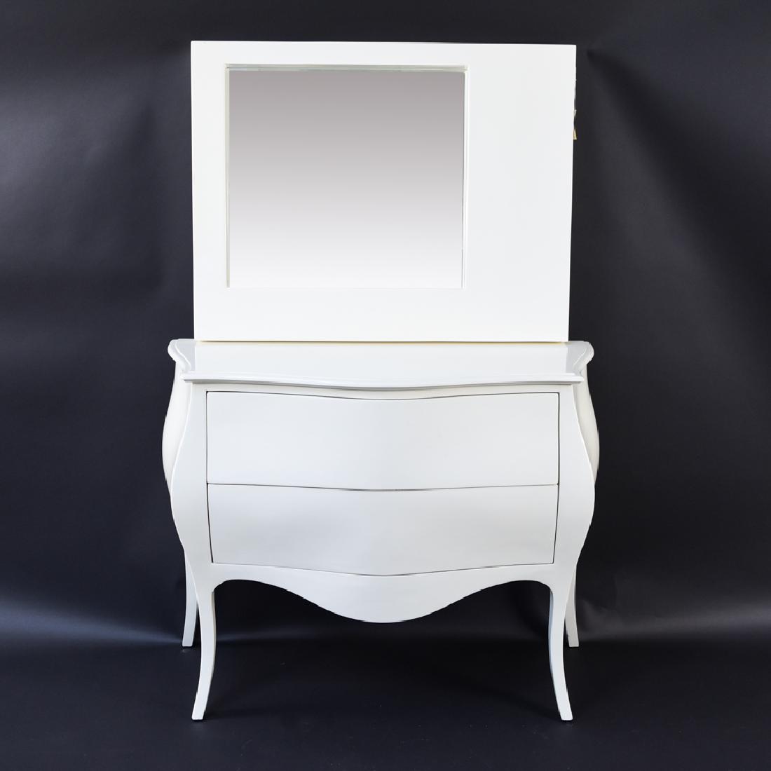 WHITE LACQUER COMMODE & MIRROR (1 of 14)
