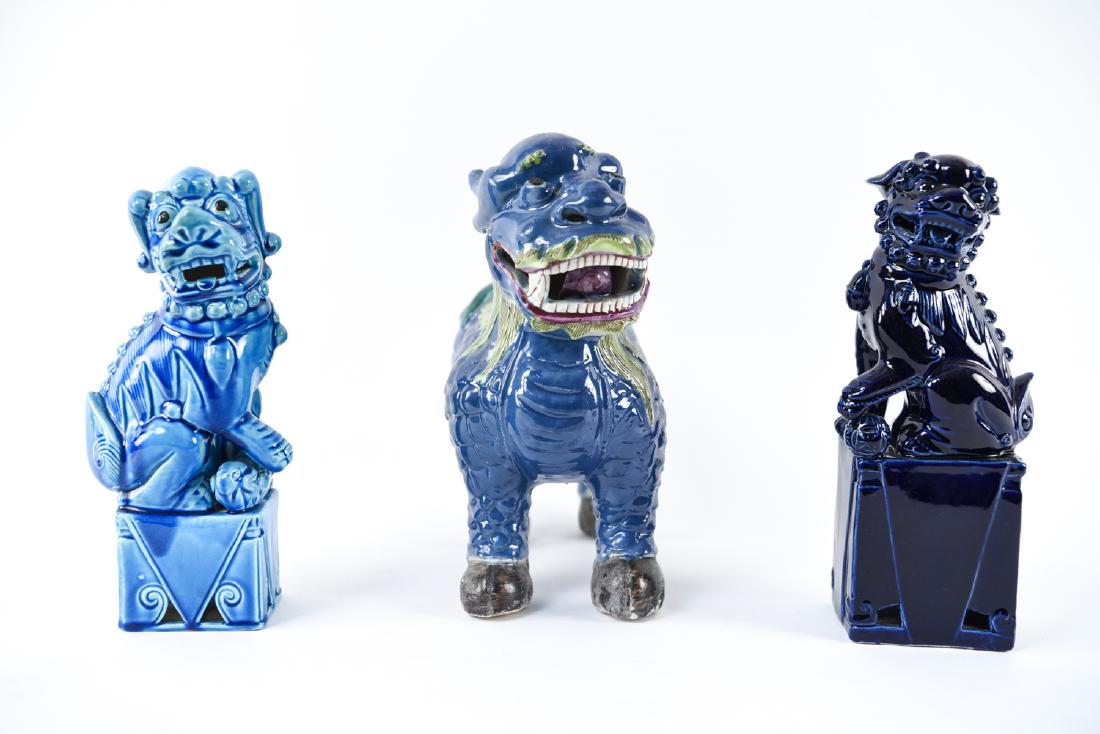 (3) CHINESE GLAZED CERAMIC FOO DOGS (1 of 11)