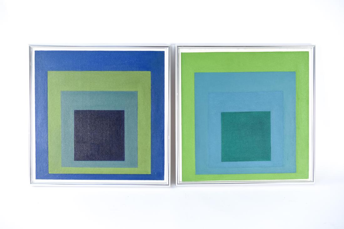 (2) ABSTRACT OIL ON CANVAS BOARD PAINTINGS (1 of 8)