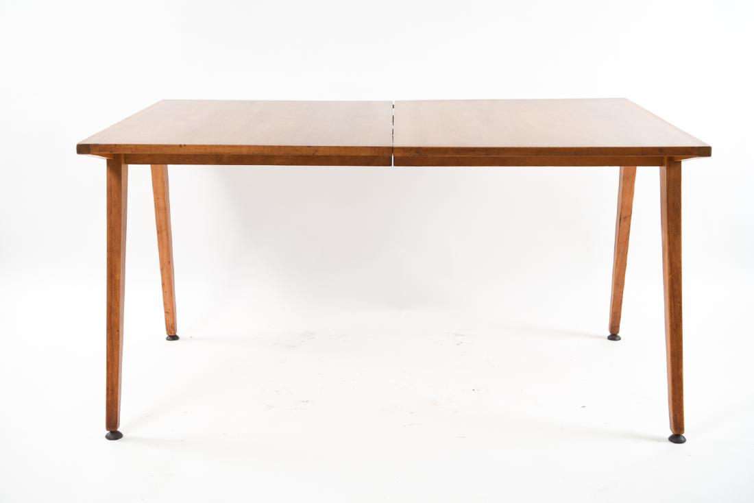 GEORGE NAKASHIMA FOR KNOLL ASSOCIATES DINING TABLE: Tagged underneath. Dimensions: H 29" x W 54.75" x D 36.25" Condition: Showing light wear consistent with age and use. Few surface scratches and marks.