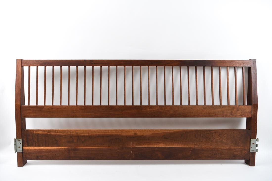 GEORGE NAKASHIMA QUEEN SIZE HEADBOARD: Dimensions: H 36" x W 80" x D 4.5" Condition: Wear consistent with use. Some light surface scratches. A few small areas of discoloration.