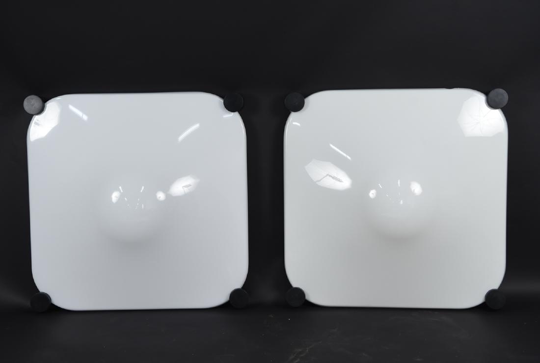 ELIO MARTINELLI LUCE BOLLA PAIR SCONCES: With boxes. Dimensions: H 10" x W 34" x D 34" Condition: Boxes as is. Lights not tested. Light surface wear, scuffs. Some discoloration.