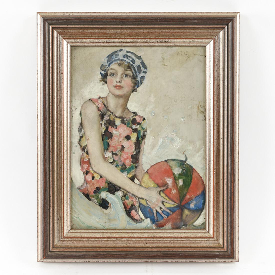 1920'S OIL ON BOARD ILLUSTRATION ART (1 of 8)